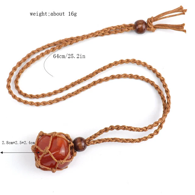 Gemstone Pendant Necklace Chakra Natural Crystal Stone Hand Woven Rope Jewelry 3