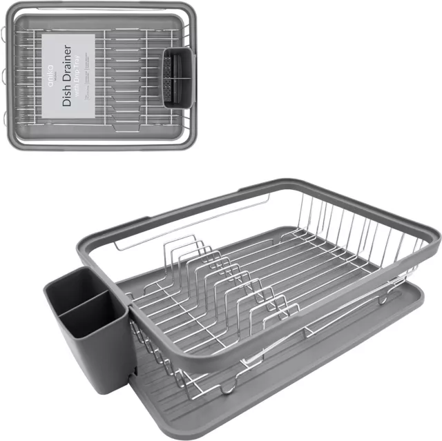 Anika 69069 Kitchen Dish Drainer Rack/Separate Cutlery Holder/Removable Drip Tr