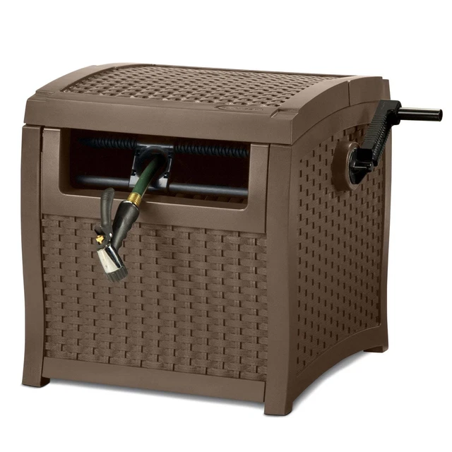 Suncast 225 ft. Smart Track Wicker Hose Hideaway Reel with Hose Guide,Java Brown