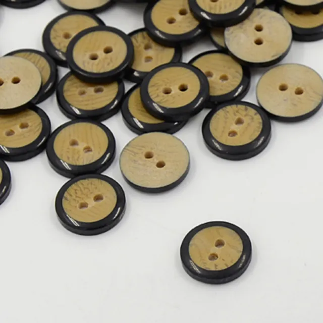 lot 20 boutons en bois et noir 12.5 mm 2 trous couture  scrapbooking NEUF