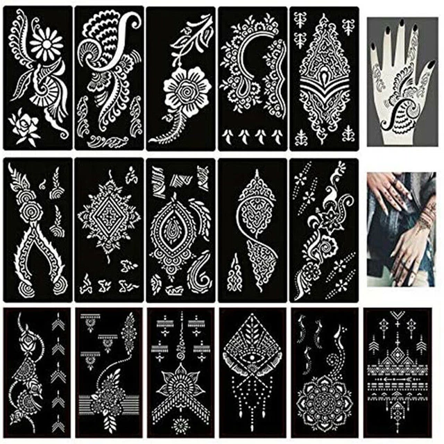 LARGE HENNA STENCILS Hand Mehndi Art Template India Lace Body Temporary