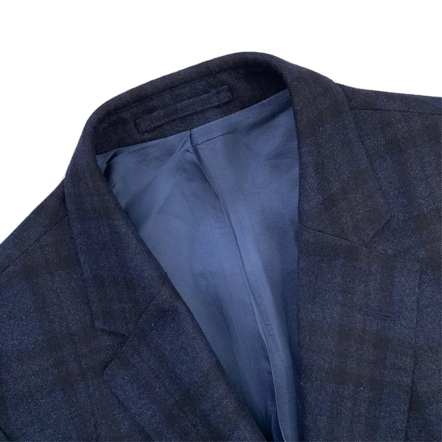 Menta ! 40 R Hackett Mayfair X Loro Piana Blu Navy Flanella Peso Sopra Quadri