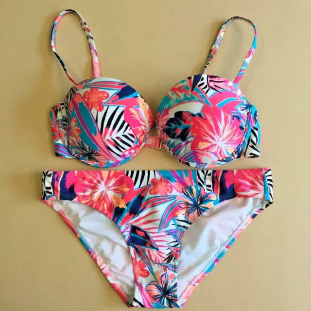 BNWT Roxy Womens Bikini 2 Piece Moulded Paradise Underwire Size L 12 Ladies