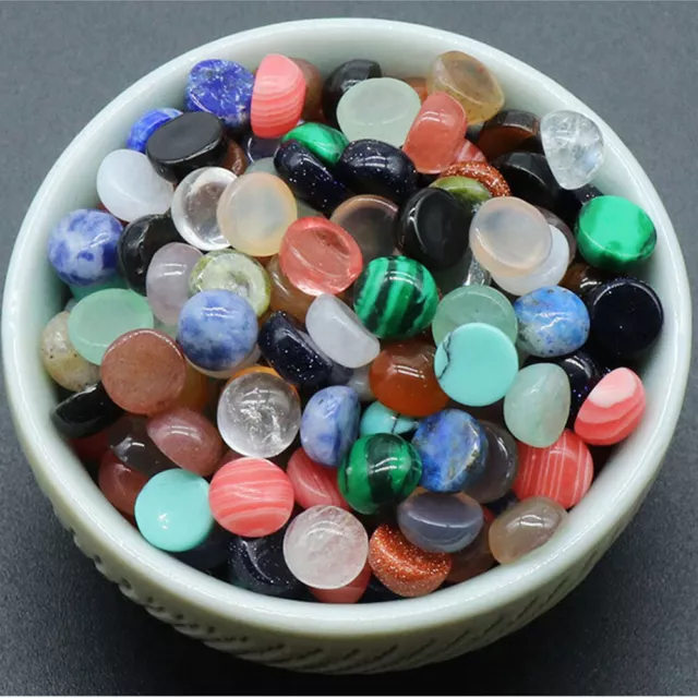 6mm Round Cabochon CAB Flatback Semi-precious Gemstone Mixed Crystal Jewelry DIY