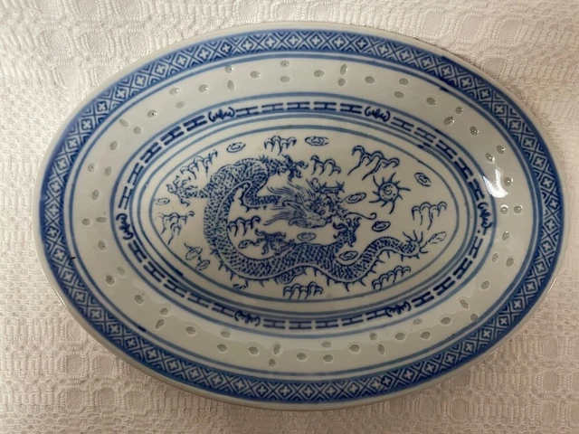 ANTIQUE QING CHINESE Rice Pattern 10” Oval Platter £14.53 - PicClick UK