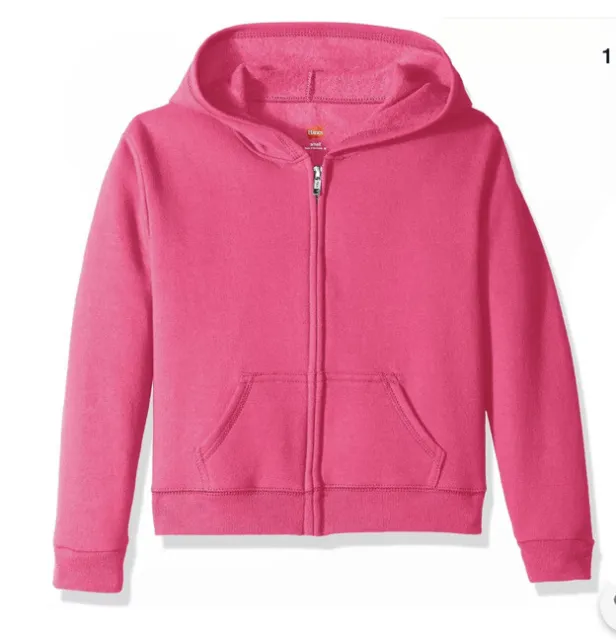 Hanes Ecosmart Youth M Full-Zip Fleece Hoodie Sweatshirt, Pink,
