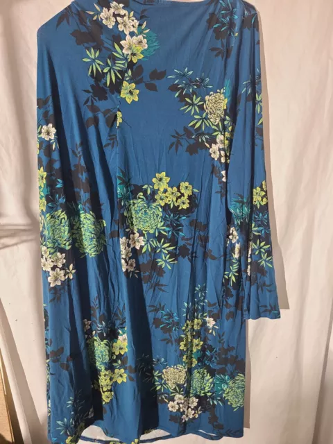 J Jill Wearever Collection Blue Floral Dress Womens Size XL