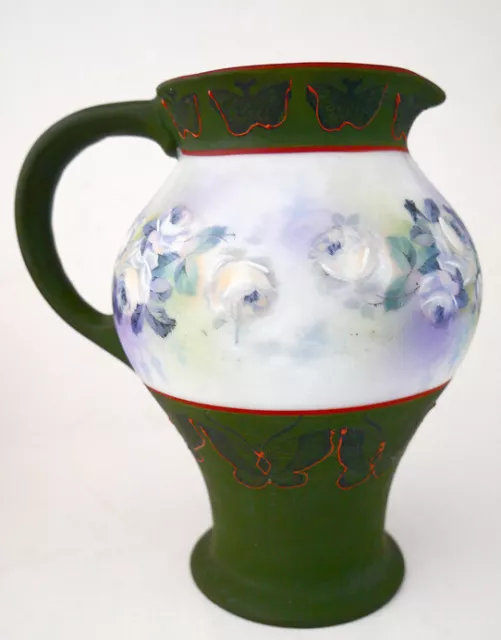 Vintage Royal Bayreuth Porcelain Bavaria Pitcher Hand Painted Roses