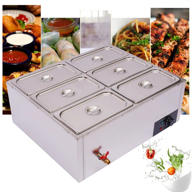 COMMERCIAL 6PAN FOOD Warmer Electric Steamer Countertop Buffet