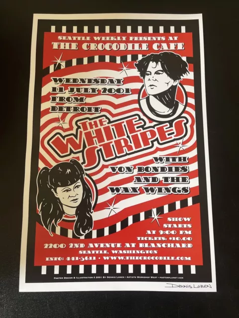 2001 White Stripes Concert Poster / Print Dennis Loren Artist Signed Jack White