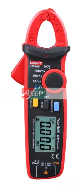 A● UNI-T UT210E Digital Clamp Meter Multimeter Handheld RMS AC/DC Mini Resistanc