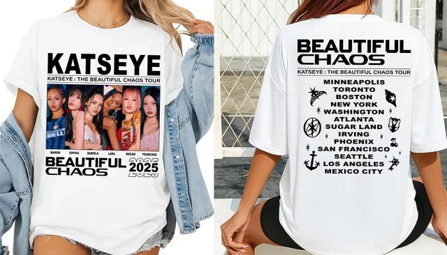 KATSEYE THE BEAUTIFUL Chaos Tour 2025 DOuble Sided T Shirt Full Size S
