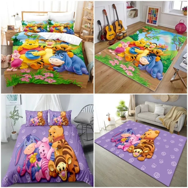 Winnie the Pooh Doona Quilt Duvet Cover Pillowcase Bedding Set  Winnie Floor Mat