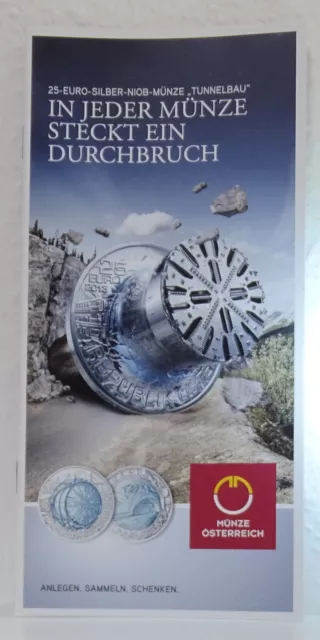 Folder / Flyer Zu 25 Euro Österreich 2013 Niob # Tunnelbau # Keine Münze!