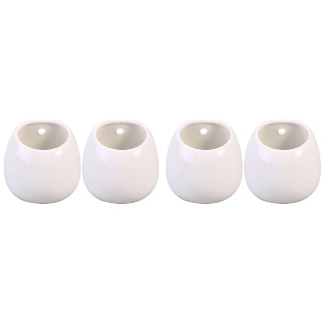 4 Pcs Mini Pot Bracket Wall Mounted Planters White Hanging Floral Decor