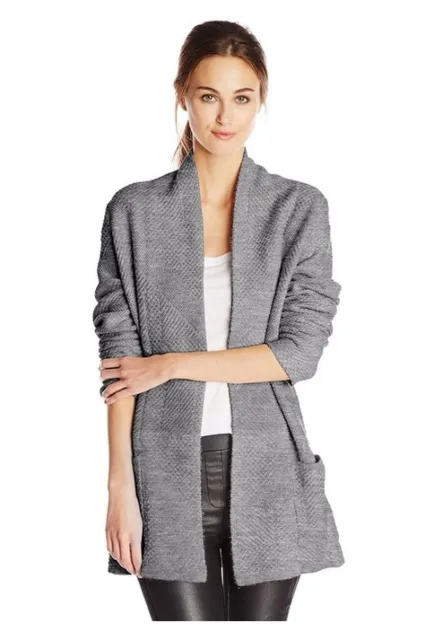 BCBG MAXAZRIA Women Ginata Shawl Oversized Sweater Cardigan Outwear Coat Grey