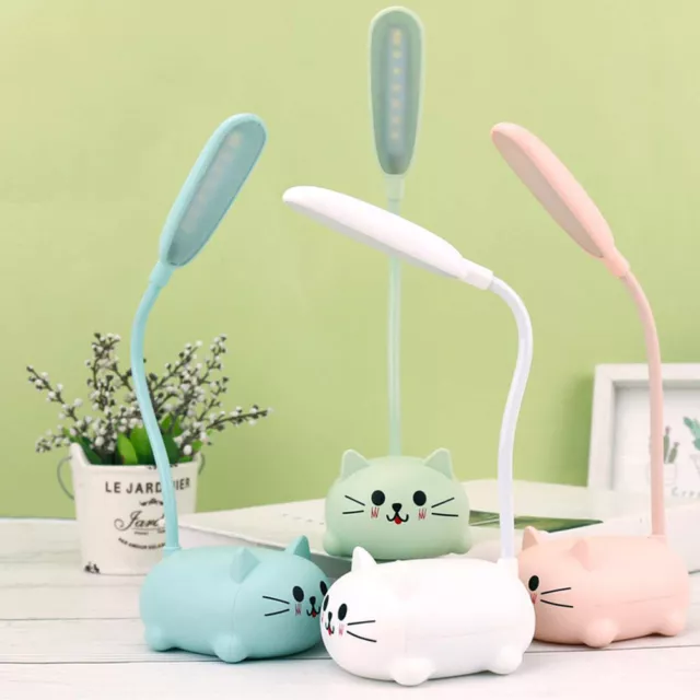 Kid Cat LED Table Lamp Flexible Neck Desk Bedside Reading Light USB Rechargeable