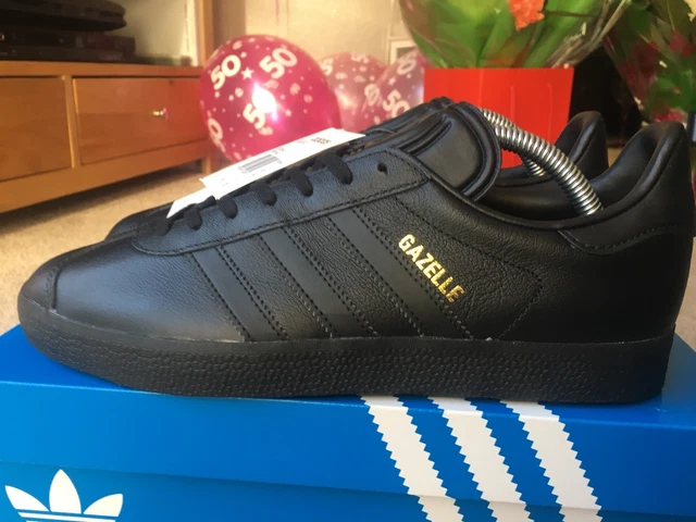 ADIDAS GAZELLE BLACK Leather Size 8 80s Retro Football Casuals