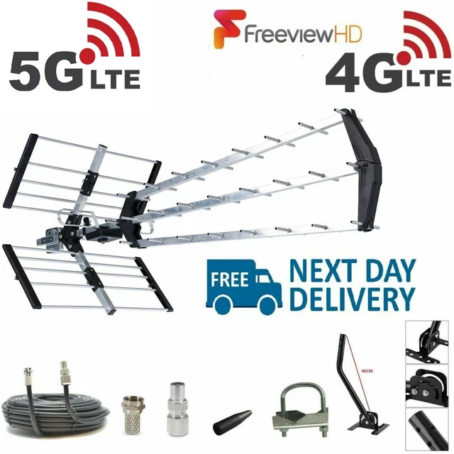 TV AERIAL 4G Triple Boom 70 Element Freeview Digi HD Indoor Outdoor ...