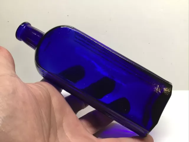 Antique Cobalt Blue Arch Ridge Poison Bottle.