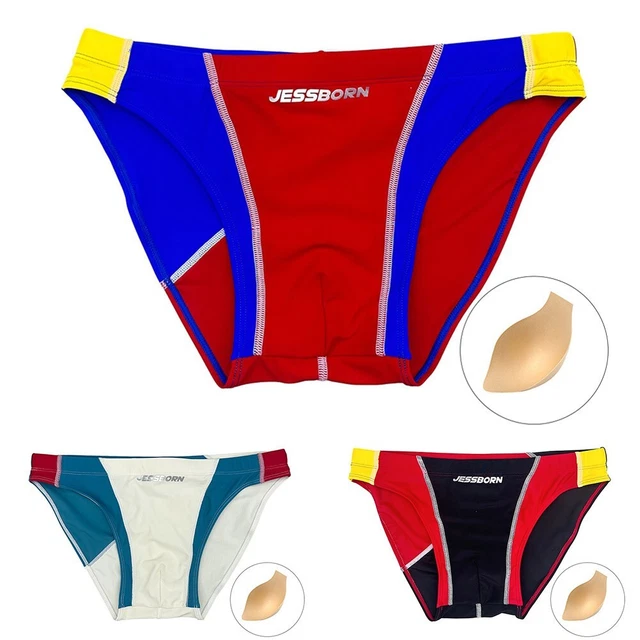 Slip costumi da bagno da uomo borsa nuoto pantaloncini da spiaggia in pelle nero rosso