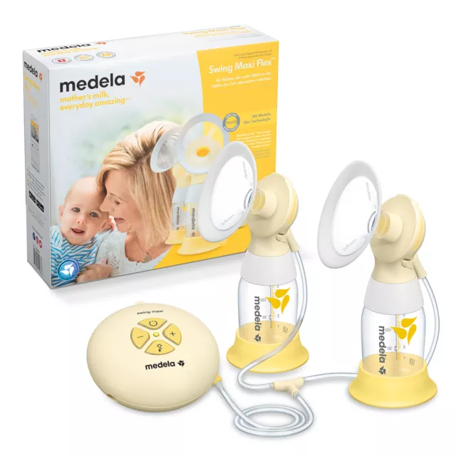 MEDELA Swing Maxi Flex Doppel-Milchpumpe Muttermilchbeutel Stilleinlagen Purelan 2