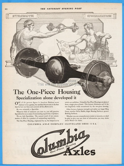 1920 Columbia Axle Co Cleveland Ohio One Piece Housing vintage car supplier ad