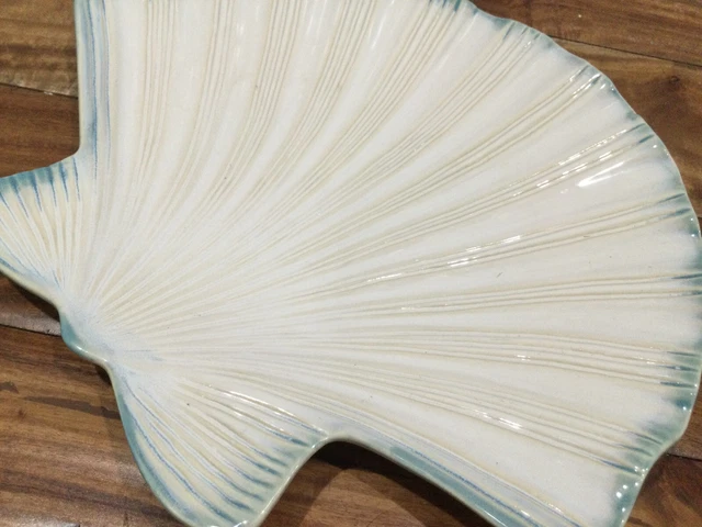 Shoreline Collection Home Studio Hand Painted Ceramic 12" Shell Dinner Plate NWT 2