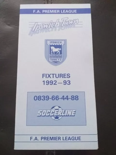 Ipswich Town Fixture List 1992/93