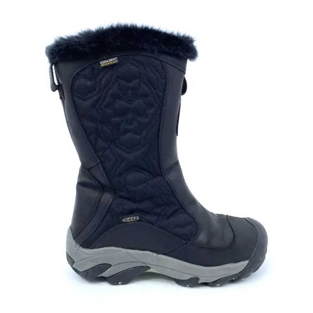 Womens 7.5 Keen Betty II Boots Black Grippy Waterproof Warm Snow Side Zip Zipper