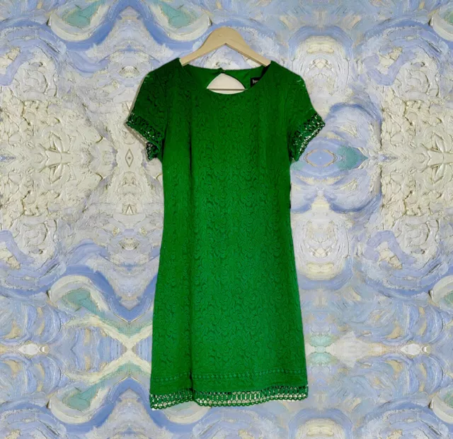 Laundry by Shelli Segal Women's Embroidered Y2K Green Cocktail Dress Sz 10 NWT