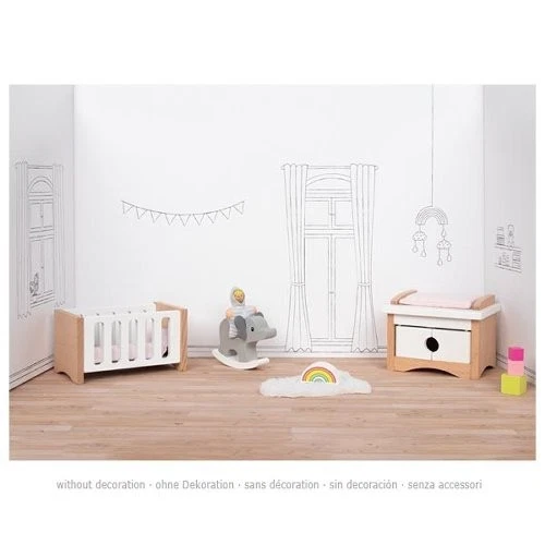 Ancienne Chambre à Coucher De Poupée En Bois Pitchpin - 4 Pièces