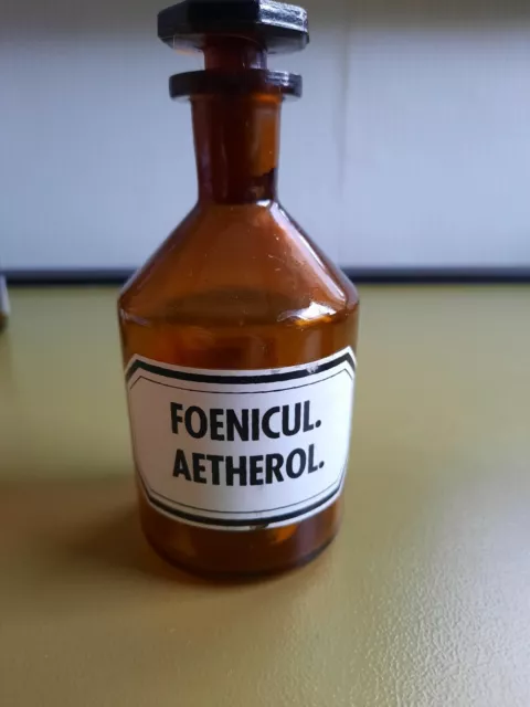 Alte Apotheken-Flasche Braunglas Schliffstopfen Enghals @ Standgefäß ca  100 ml