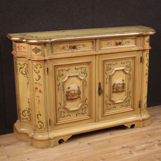 Mueble aparador veneciano en madera pintada lacada estilo antiguo siglo XX