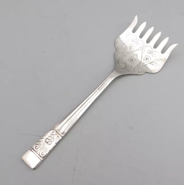 Decorative Vintage 1960's Sheffield Silver Plate Sardine Fork -  Reg Des 899224