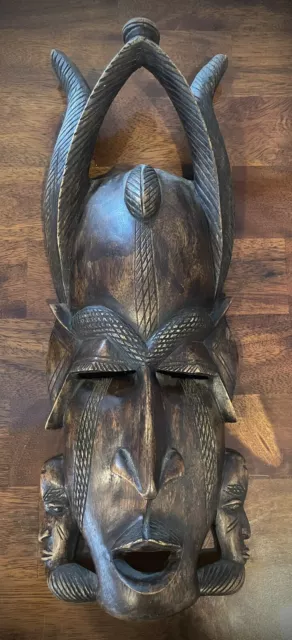 African Vintage Hand Carved Wooden Senufo Tribal Mask
