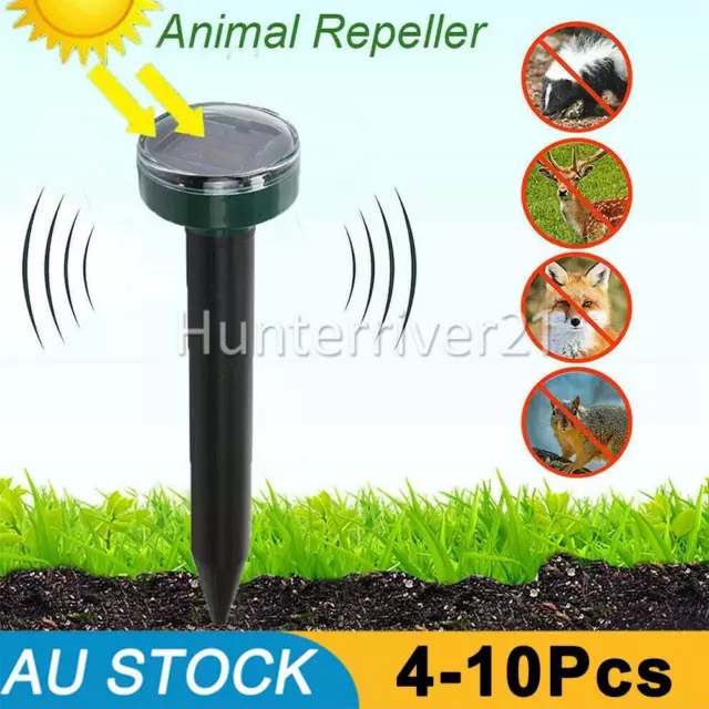 Garden Snake Repeller Multi Pulse Ultrasonic Solar Powered Pest Repellent 4-10pc