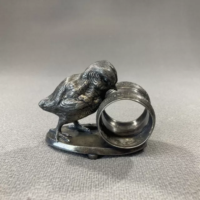 Antique Meriden Britannia Co 222 Silver-plated Figural  Baby Chick Napkin Ring
