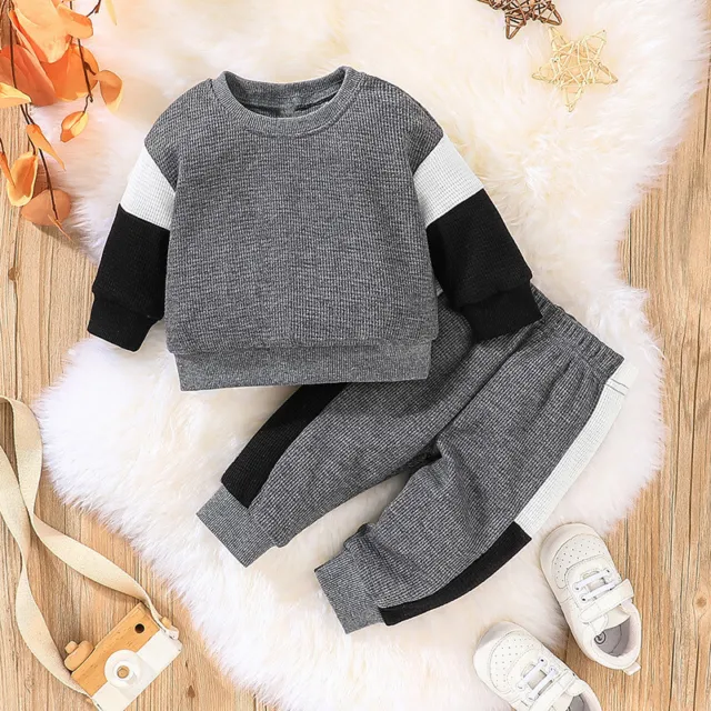 Baby Toddler Boys Tracksuit Sweatshirt Top Pants 2Pcs Set Casual Outfits Clothes