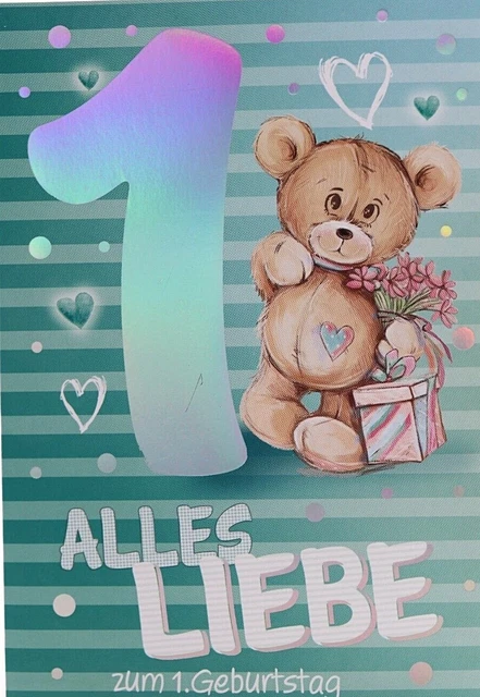 Decoraparty 1. Geburtstag Dekoration Set - Teddybär Motive Mit Kerze, Ballons & Banner