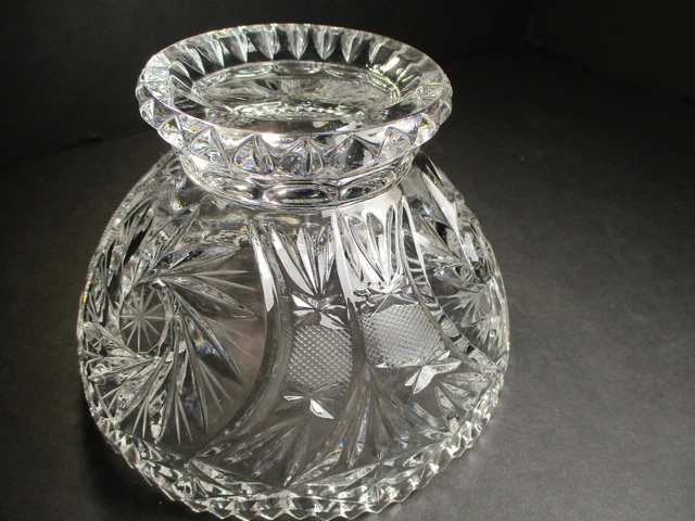 Vintage American Brilliant Period Cut Glass Bowl W/ Sawtooth Edge 8