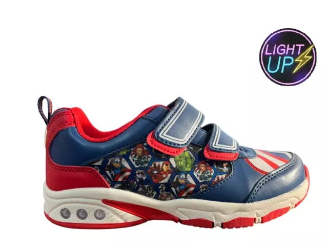 New Kids Avengers Marvel Heros Light Up Trainers Shoes Boys Size UK C4 to UK 1