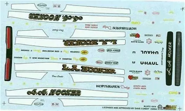 Slixx 1814 LA Hooker Charger F/C-Dave Condit drag decal