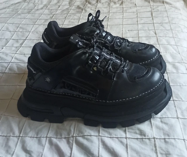 The Art Company Womens Black Leather Art Core Platform Sneaker Shoes Size 39
