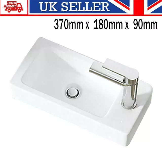 Wall Hung Basin Sink Small Mini Cloakroom Bathroom Toilet Wash Container Ceramic