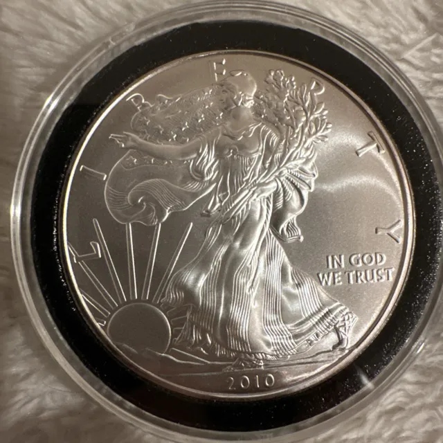 2010 Silver Eagle One Once Silver Dollar!  Bu! In Holder #1 Looks Perfect!
