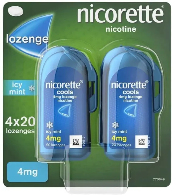 Pastilla Nicorette Cools 4 mg - helada como nueva, paquete de 4 x 20
