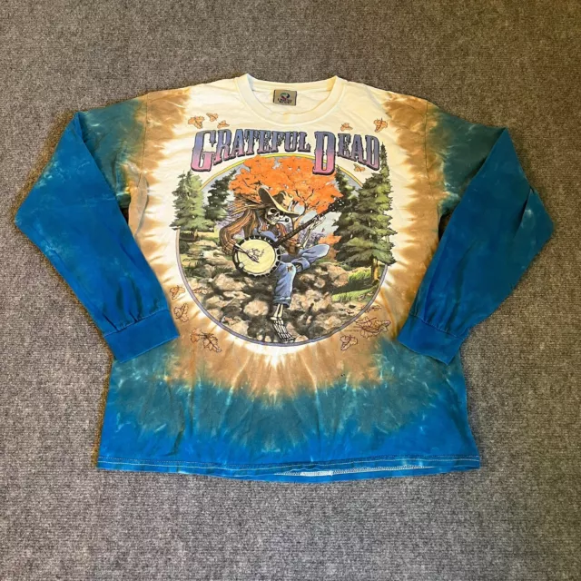 Vtg 2000 Grateful Dead Liquid Blue Long Sleeve Tshirt Mens L Tie Dye Band Tee