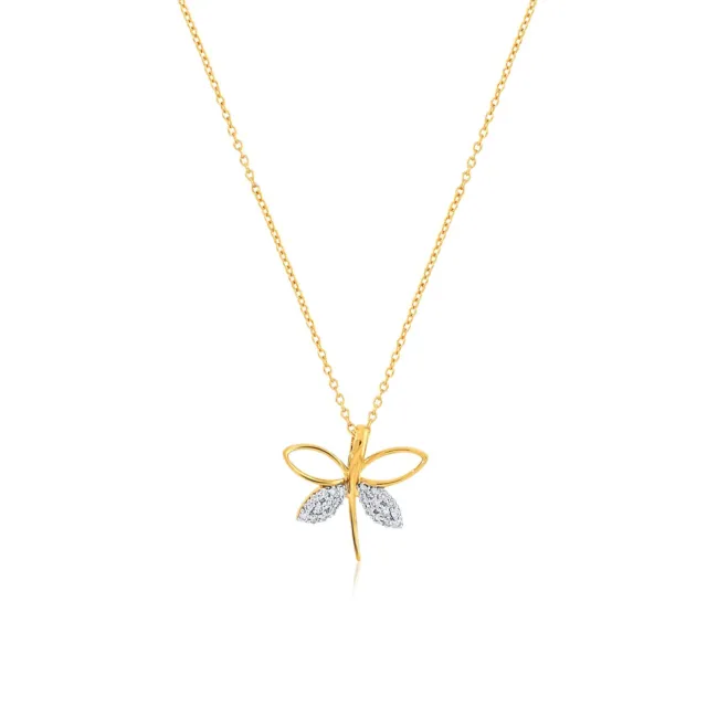 0.23Ct Fashionable Butterfly Style 18K Diamond Chain Pendant By Senco Gold