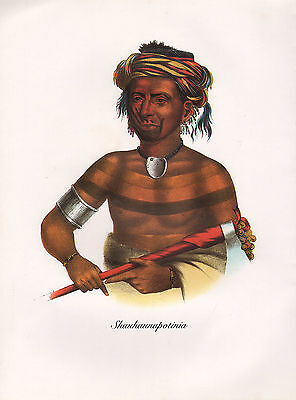 VINTAGE PRINT of 1830's NATIVE AMERICAN INDIAN ~ SHAUHAUNAPOTINIA ~ IOWA